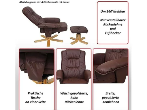Relaxfauteuil H56 Met Kruk, Bordeaux