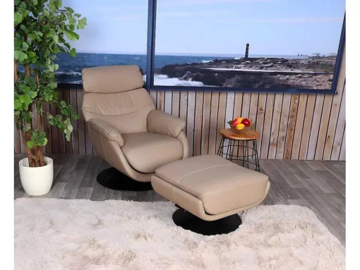 Relaxfauteuil Met Kruk Mcw-K99, Taupe