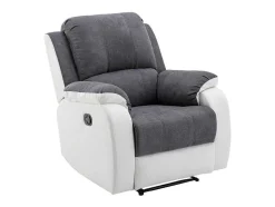 Relaxfauteuil Van Microvezel En Grijs En Wit Kunstleer Brody