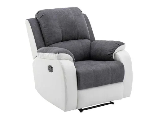 Relaxfauteuil Van Microvezel En Grijs En Wit Kunstleer Brody