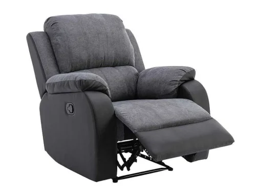 Relaxfauteuil Van Microvezel En Grijs En Zwart Kunstleer Brody
