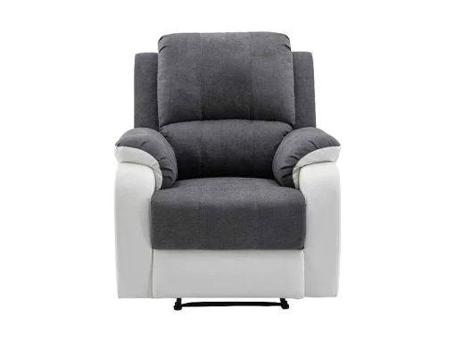 Relaxfauteuil Van Microvezel En Grijs En Wit Kunstleer Brody