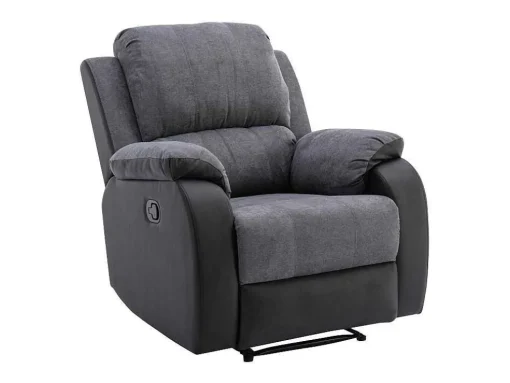 Relaxfauteuil Van Microvezel En Grijs En Zwart Kunstleer Brody