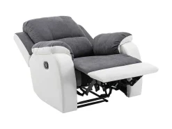 Relaxfauteuil Van Microvezel En Grijs En Wit Kunstleer Brody