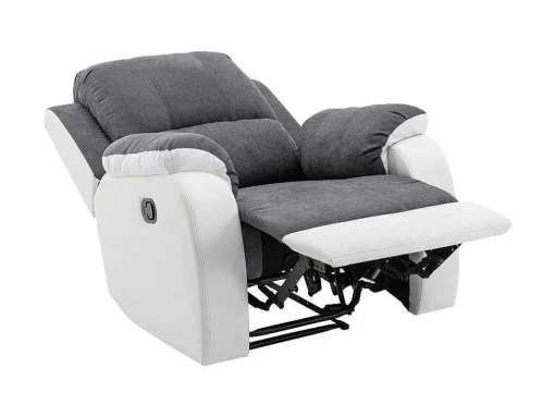 Relaxfauteuil Van Microvezel En Grijs En Wit Kunstleer Brody