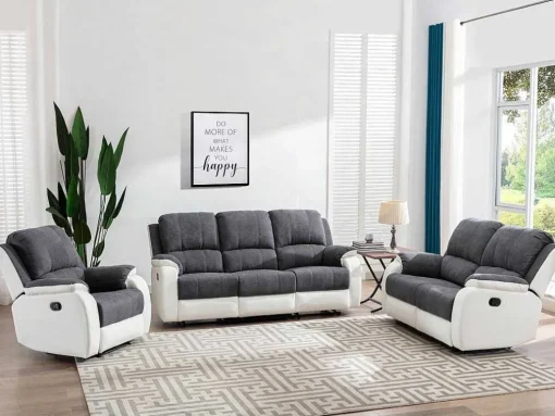 Relaxfauteuil Van Microvezel En Grijs En Wit Kunstleer Brody