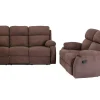 Relaxzitbank 3 + 2 Plaatsen Van Stof Met Handmatig Mechanisme Tolzano - Donkerbruin