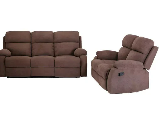 Relaxzitbank 3 + 2 Plaatsen Van Stof Met Handmatig Mechanisme Tolzano - Donkerbruin