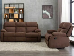 Relaxzitbank 3 + 2 Plaatsen Van Stof Met Handmatig Mechanisme Tolzano - Donkerbruin