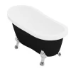 Retro Eilandbad Met Zilveren Leeuwenpoten - 171 L - 145 X 74 X 77 Cm - Zwart Mat - Nisos