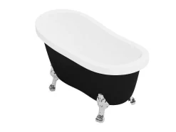 Retro Eilandbad Met Zilveren Leeuwenpoten - 171 L - 145 X 74 X 77 Cm - Zwart Mat - Nisos
