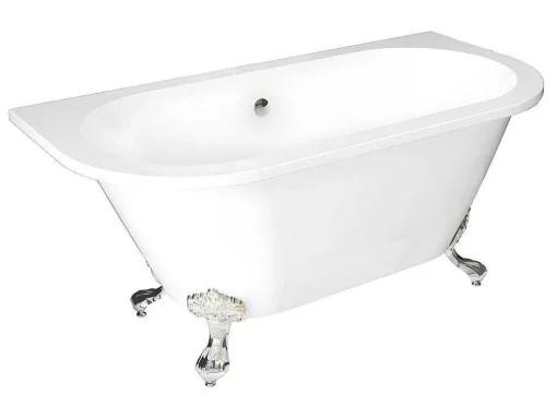 Retro Halflosstaand Bad Met Poten - 154 L - 150 X 74 X 61 Cm - Wit - Acryl - Sparus