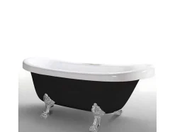 Retro Vrijstaand Bad 170 X 80 Cm Zwart Met Zilveren Pootjes Marigold Noir