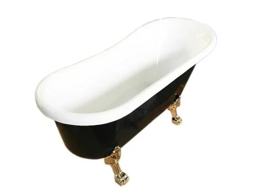 Retro Vrijstaand Bad 170 X 80 Cm Zwart Met Gouden Pootjes Marigold Noir