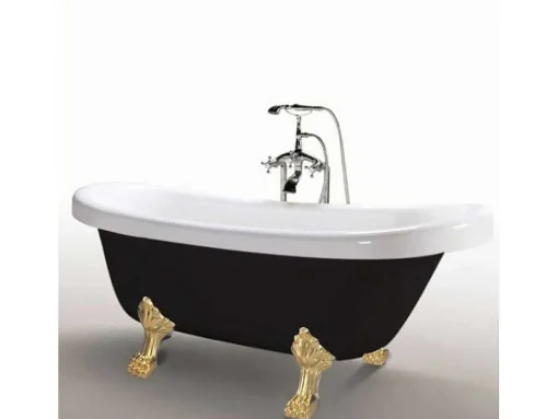 Retro Vrijstaand Bad 170 X 80 Cm Zwart Met Gouden Pootjes Marigold Noir