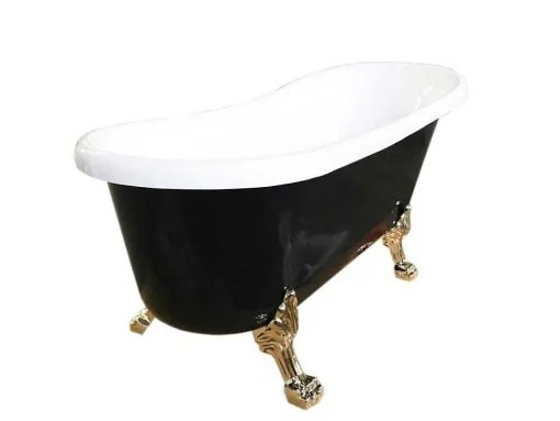 Retro Vrijstaand Bad 170 X 80 Cm Zwart Met Gouden Pootjes Marigold Noir