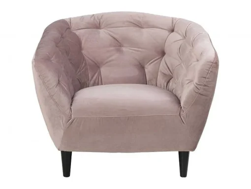 Rian Fauteuil In Dusty Rose Met Zwarte Poten.