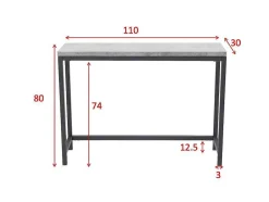Rise Sidetable 30X110 Cm Beton Decor, Zwart.