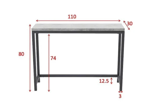 Rise Sidetable 30X110 Cm Beton Decor, Zwart.