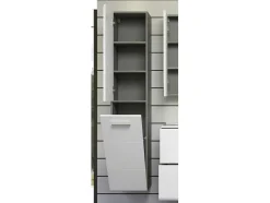 Riva Badkamerkast Wandophanging, 1 Deur, 1 Klepdeur, Wit Hoogglans, Grijs.