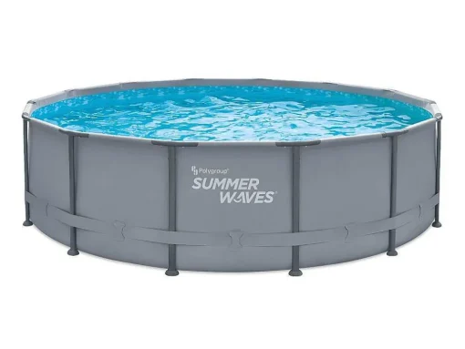 Rond Grijs Buizenzwembad Met Filterpomp Met Patroon - D427 X H107 Cm - Nisoka