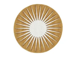 Rond Tapijt Zon Met Relief - D200 Cm - Mosterdgeel En Wit - Luminio