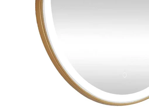 Ronde Badkamerspiegel Met Ledverlichting En Goudkleurige Lijst Diameter 80 Cm Numea