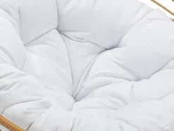 Ronde Draaifauteuil Van Gevlochten Hars - Licht Naturel Met Wit Kussen - Syndra Van Mylia
