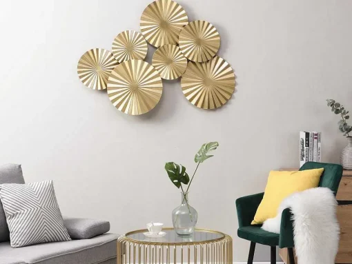 Ronde Metalen Wanddecoratie - B118 X H71 Cm - Goudkleurig - June