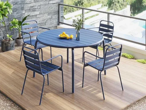 Ronde Tuintafel Mirmande - Metaal - D. 110 Cm - Donkerblauw