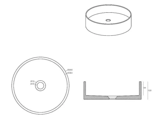 Ronde Wastafel Om Te Plaatsen Van Beton - 39 Cm - Dukat