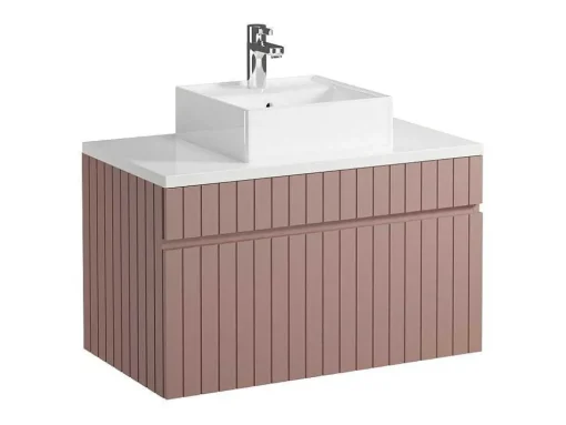 Roze Gestreept Hangmeubel Voor Badkamer Met Wastafel Om Erop Te Plaatsen - 80 Cm - Satara