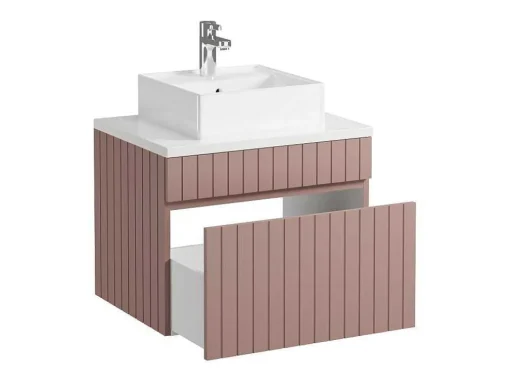 Roze Gestreept Hangmeubel Voor Badkamer Met Wastafel Om Erop Te Plaatsen - 60 Cm - Satara