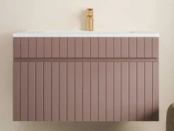 Roze Gestreept Hangmeubel Voor Badkamer Met Inbouwwastafel - 80 Cm - Satara