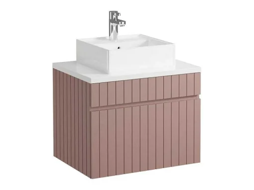Roze Gestreept Hangmeubel Voor Badkamer Met Wastafel Om Erop Te Plaatsen - 60 Cm - Satara