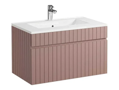 Roze Gestreept Hangmeubel Voor Badkamer Met Inbouwwastafel - 80 Cm - Satara