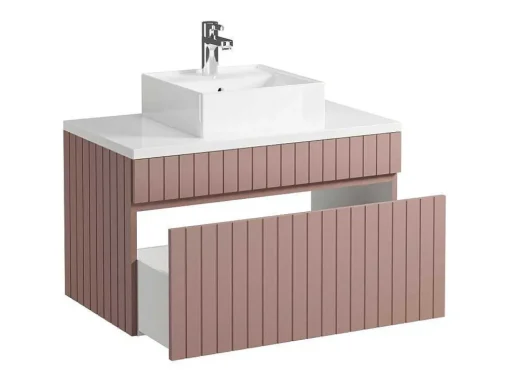 Roze Gestreept Hangmeubel Voor Badkamer Met Wastafel Om Erop Te Plaatsen - 80 Cm - Satara