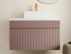 Roze Gestreept Hangmeubel Voor Badkamer Met Wastafel Om Erop Te Plaatsen - 80 Cm - Satara