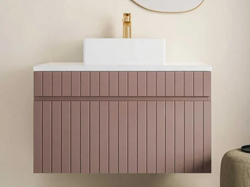 Roze Gestreept Hangmeubel Voor Badkamer Met Wastafel Om Erop Te Plaatsen - 80 Cm - Satara