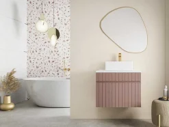 Roze Gestreept Hangmeubel Voor Badkamer Met Wastafel Om Erop Te Plaatsen - 60 Cm - Satara