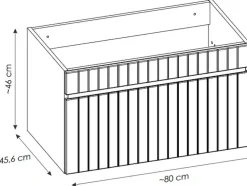 Roze Hangmeubel Met Strepen Voor Onder Wastafel Met Plank - 80 Cm - Satara
