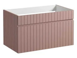 Roze Hangmeubel Met Strepen Voor Onder Wastafel Met Plank - 80 Cm - Satara