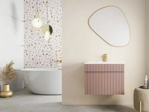 Roze Hangmeubel Onder Wastafel Met Strepen - 60 Cm - Satara