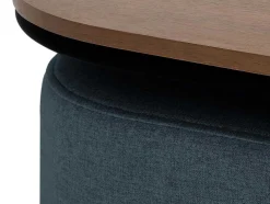 Salontafel + 2 Poefs Van Stof - Naturel En Blauw - Adar