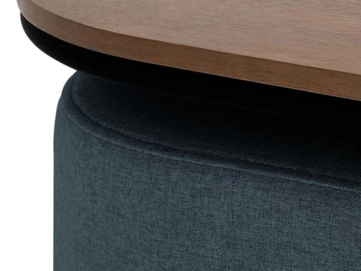 Salontafel + 2 Poefs Van Stof - Naturel En Blauw - Adar