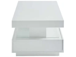 Salontafel Fabio - Wit Gelakt Mdf - Leds - 2 Lades En 2 Nissen