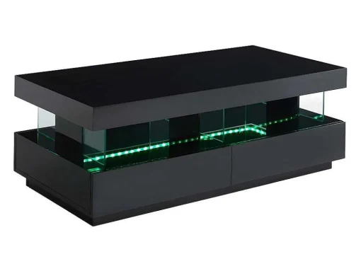 Salontafel Fabio - Zwart Gelakt Mdf - Met Leds - 2 Lades En 2 Nissen