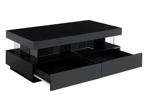 Salontafel Fabio - Zwart Gelakt Mdf - Met Leds - 2 Lades En 2 Nissen