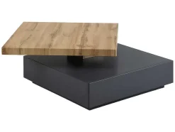 Salontafel Kyria - 1 Lade & Draaiblad - Mdf - Kleur: Antraciet & Eik