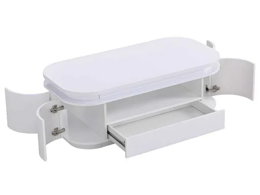 Salontafel Met 4 Kasten En 1 Lade - Leds - Mdf - Witgelakt - Vandana